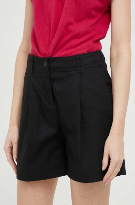 United Colors of Benetton pantaloni scurti femei, culoarea negru, neted, high waist