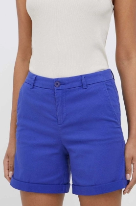 United Colors of Benetton pantaloni scurti femei, culoarea violet, neted, high waist