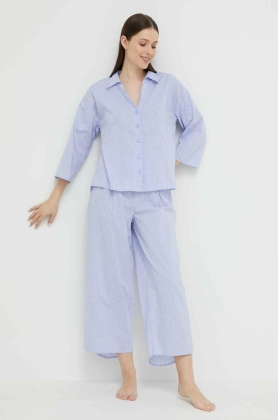 United Colors of Benetton pijamale de bumbac culoarea violet, bumbac