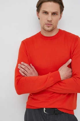 United Colors of Benetton pulover de bumbac barbati, culoarea portocaliu, light
