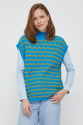 United Colors of Benetton pulover de lana femei, light, cu turtleneck