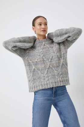 United Colors of Benetton pulover din amestec de lana femei, culoarea gri, calduros