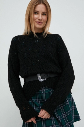 United Colors of Benetton pulover din amestec de lana femei, culoarea negru, light
