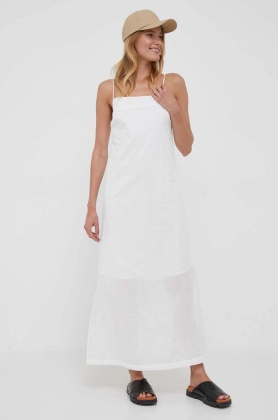 United Colors of Benetton rochie din bumbac culoarea alb, maxi, drept