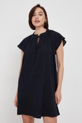 United Colors of Benetton rochie din bumbac culoarea negru, mini, drept