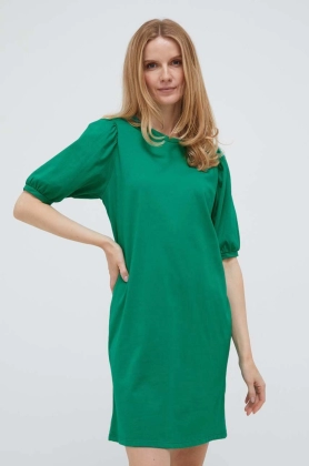 United Colors of Benetton rochie din bumbac culoarea verde, mini, drept