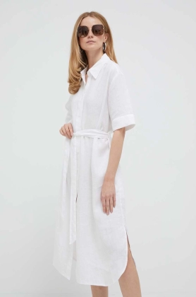 United Colors of Benetton rochie din in culoarea alb, midi, oversize