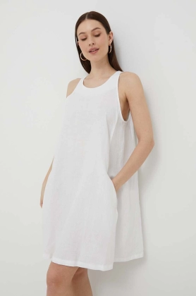 United Colors of Benetton rochie din in culoarea alb, mini, evazati
