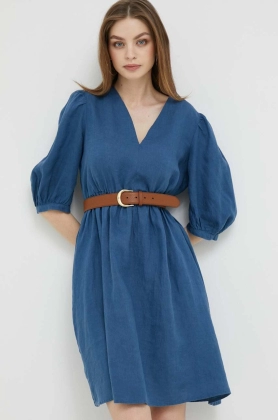 United Colors of Benetton rochie din in culoarea albastru marin, mini, evazati