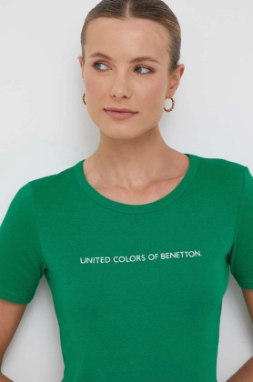 United Colors of Benetton tricou din bumbac culoarea verde