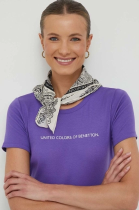 United Colors of Benetton tricou din bumbac culoarea violet
