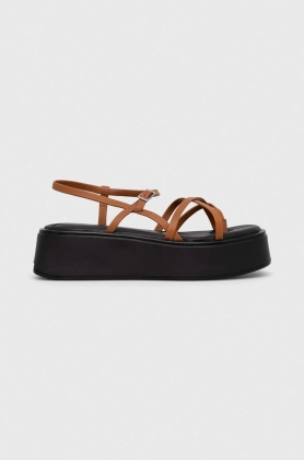Vagabond sandale de piele COURTNEY femei, culoarea maro, cu platforma, 5334.701.27