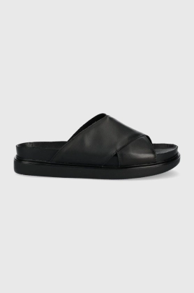 Vagabond slapi de piele Erin femei, culoarea negru, cu platforma