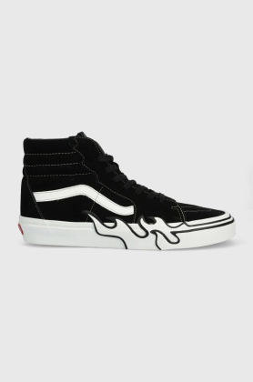 Vans tenisi din piele intoarsa SK8-Hi Flame culoarea negru, VN0005UJBZW1