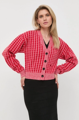 Victoria Beckham cardigan din lana femei, culoarea rosu, calduros