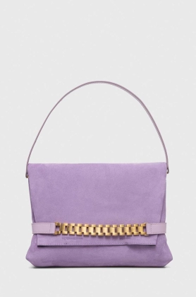 Victoria Beckham geanta de mana din piele intoarsa culoarea violet