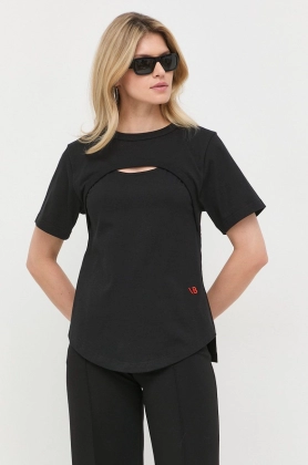 Victoria Beckham tricou din bumbac culoarea negru
