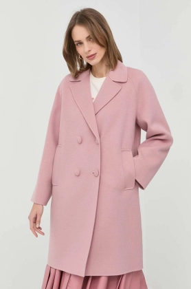 Weekend Max Mara palton de lana culoarea roz, de tranzitie, oversize