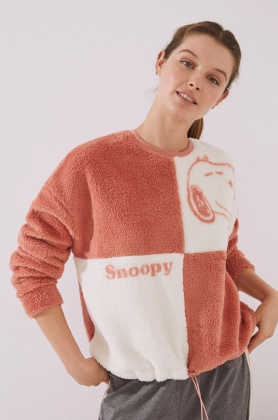 women\'secret bluza pijama Snoopy femei, culoarea alb
