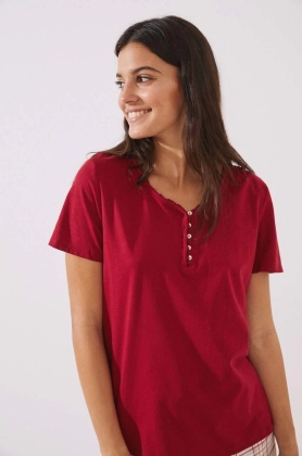 women\'secret tricou de pijama din bumbac Mix & Match Nordic Xmas culoarea rosu, bumbac