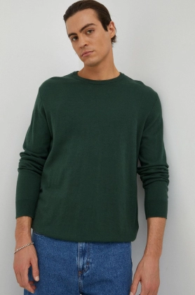 Wrangler pulover din amestec de lana barbati, culoarea verde, light