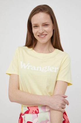 Wrangler tricou din bumbac culoarea galben