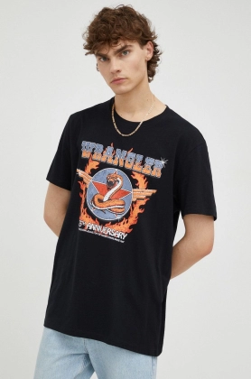 Wrangler tricou din bumbac culoarea negru, cu imprimeu