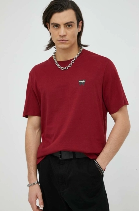 Wrangler tricou din bumbac culoarea rosu, neted