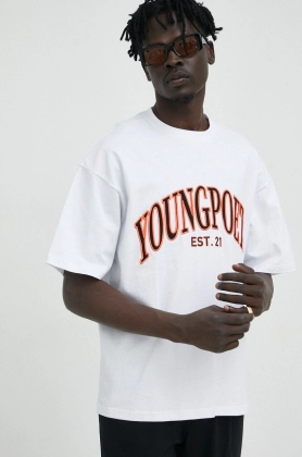 Young Poets Society tricou din bumbac College Yoricko culoarea alb, cu imprimeu